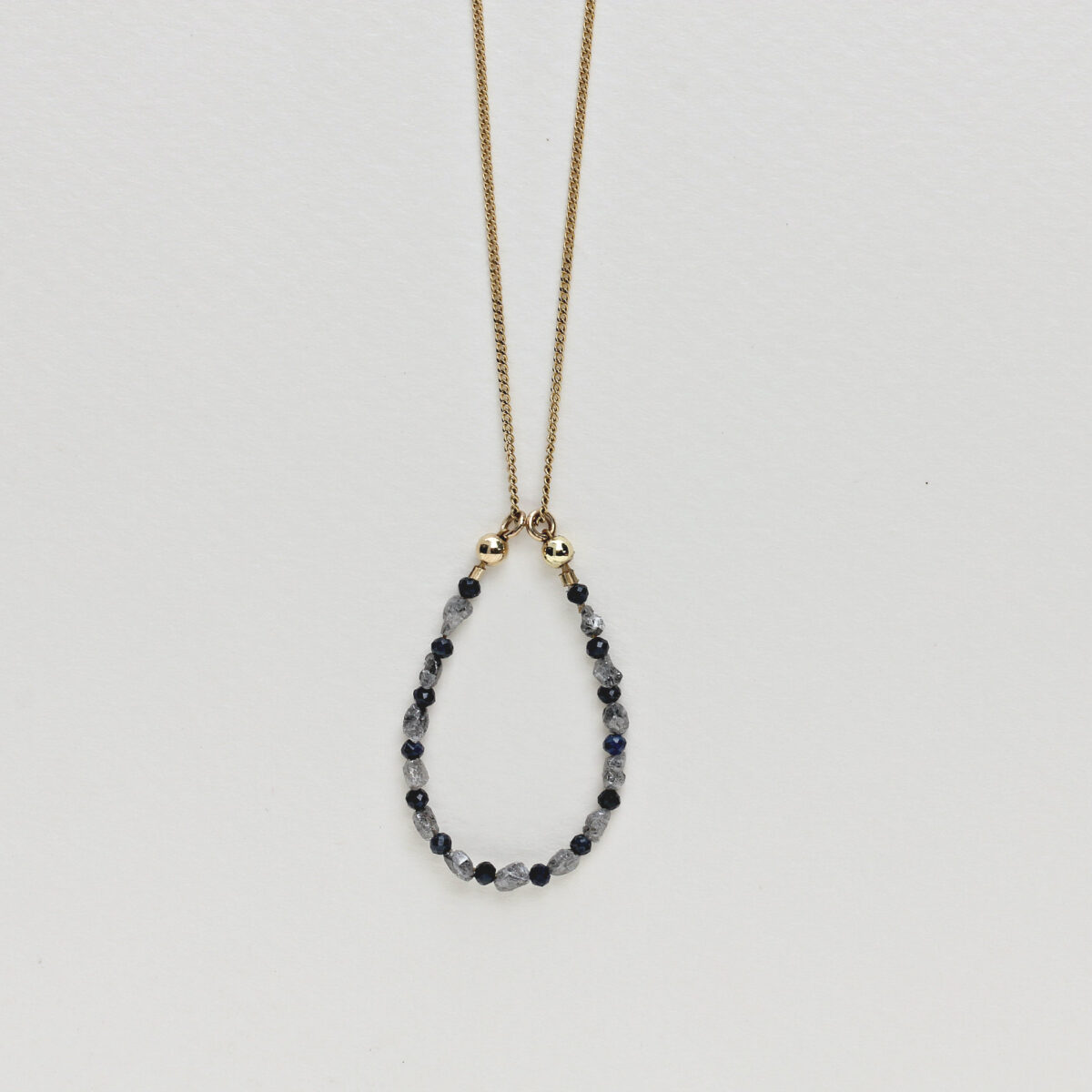 Blue Sapphire and Diamond Gold 9K necklace - Image 5