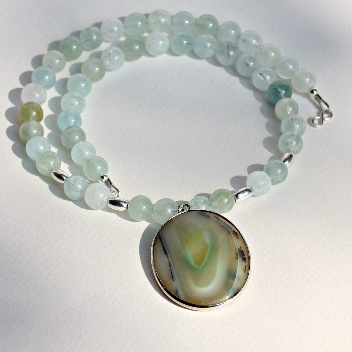 Agate And Aquamarine Short Necklace