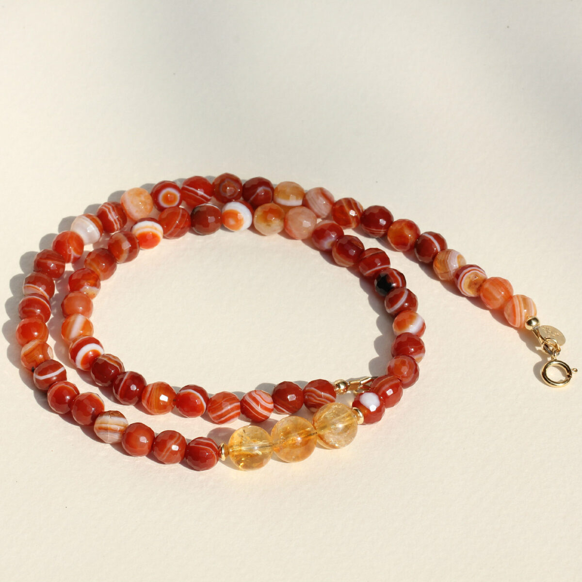 Red Agate and Citrine Choker Necklace - Image 2