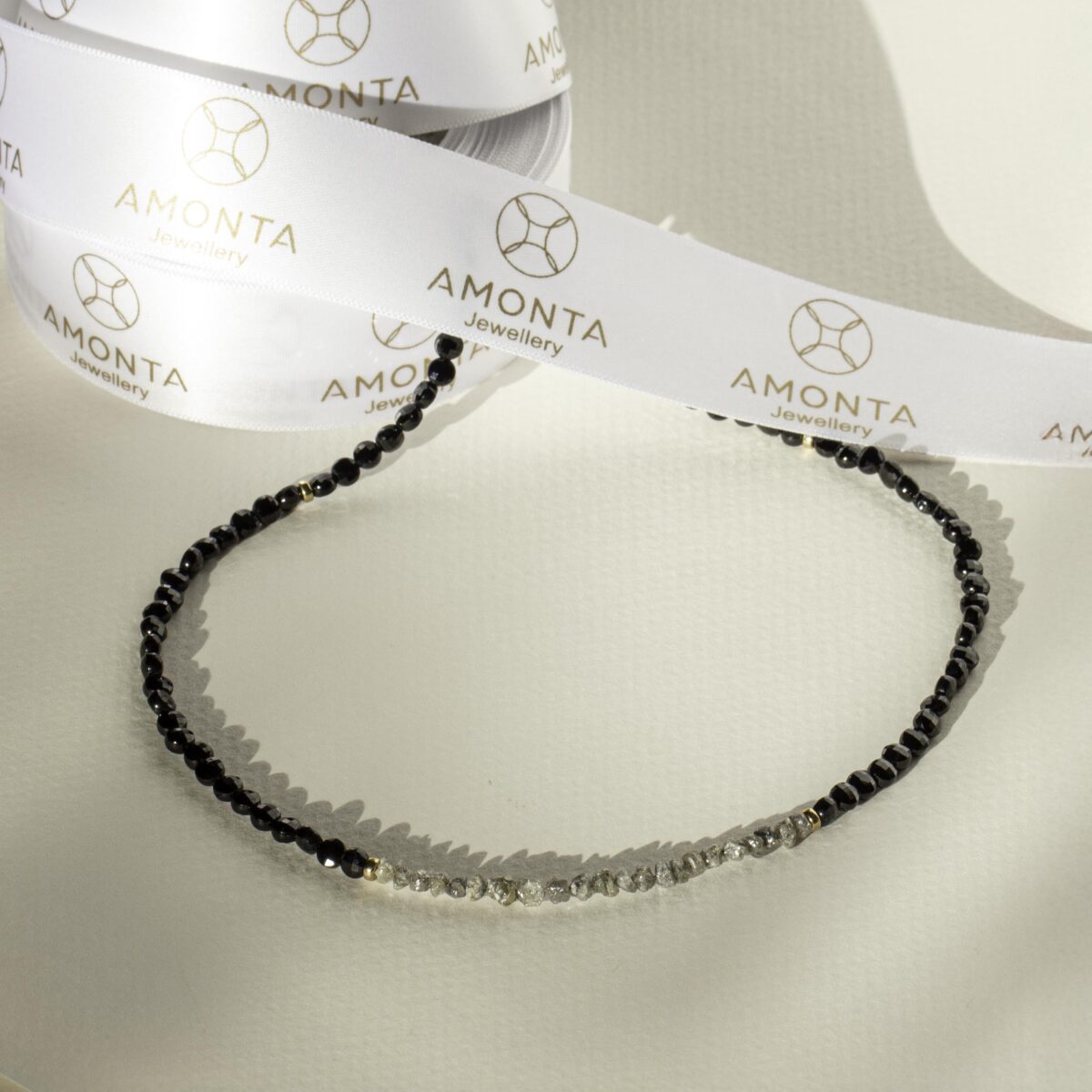 Rough Diamonds and Black Spinel Choker Necklace