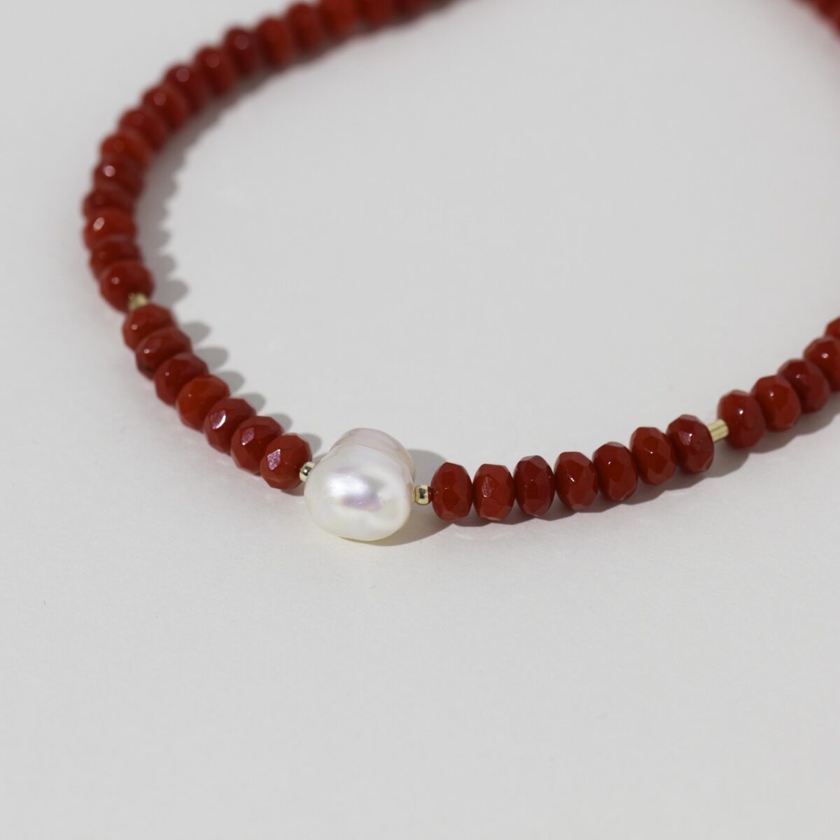 SOLD! Red Coral And Pearl Necklace - Image 3