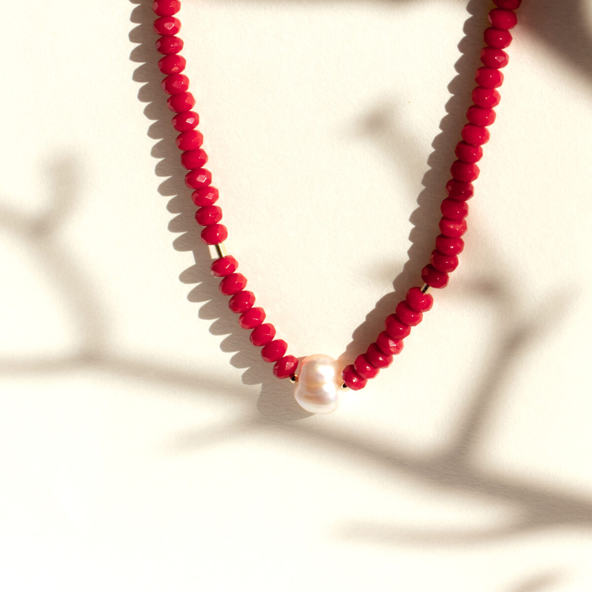 SOLD! Red Coral And Pearl Necklace