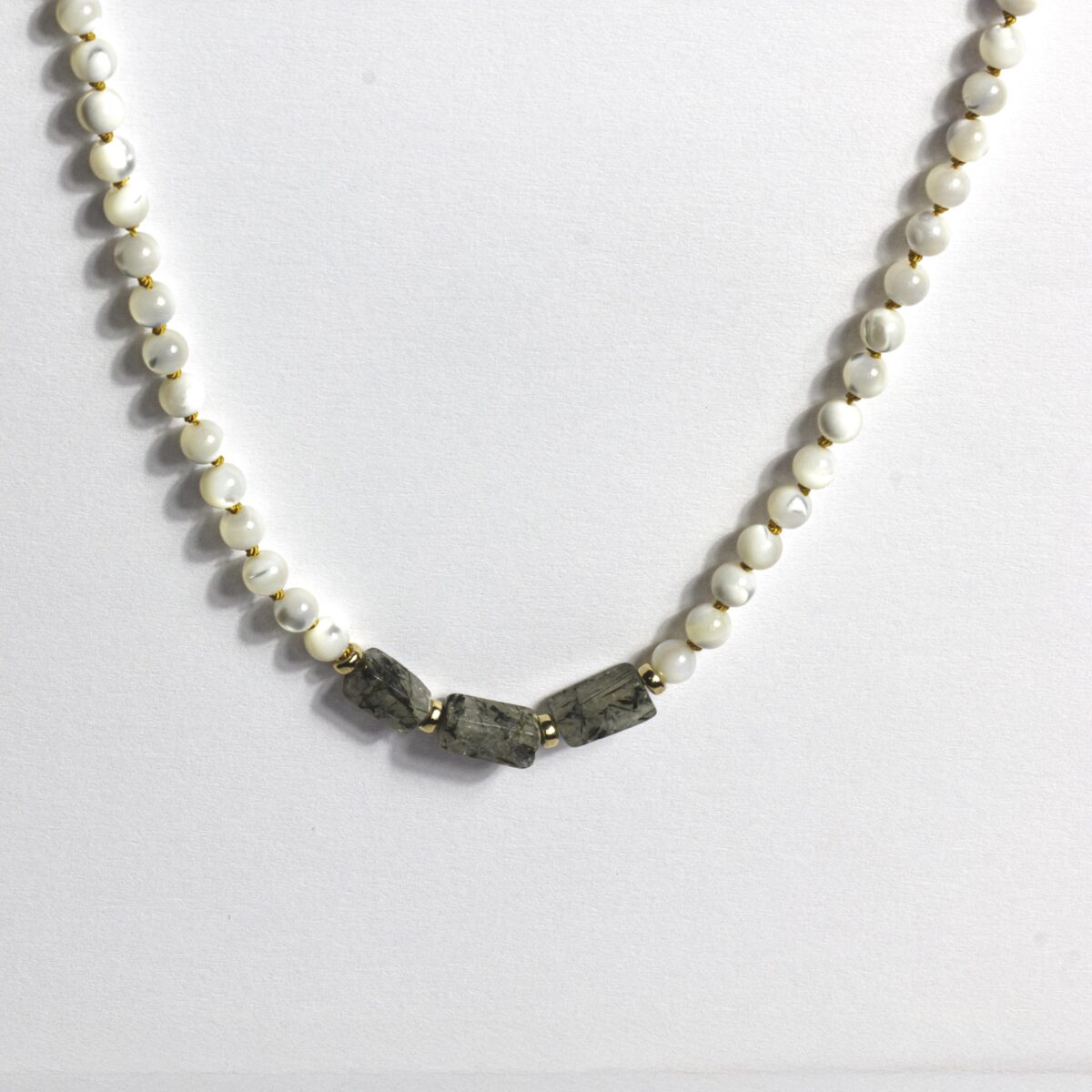 Tourmaline Quartz and Mother Of Pearl Necklace