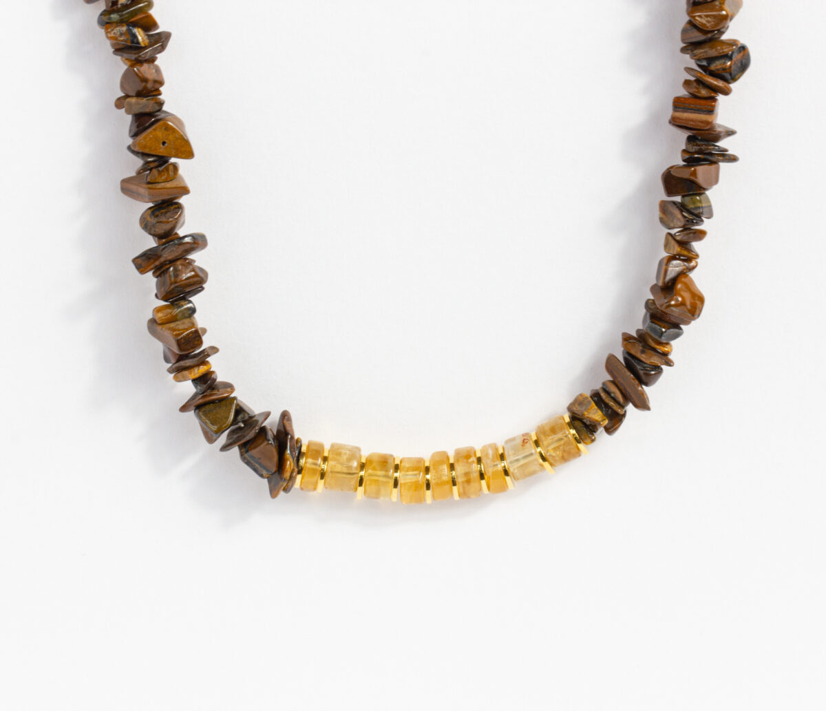 SOLD! Tiger Eye Chip and Citrine Choker Necklace