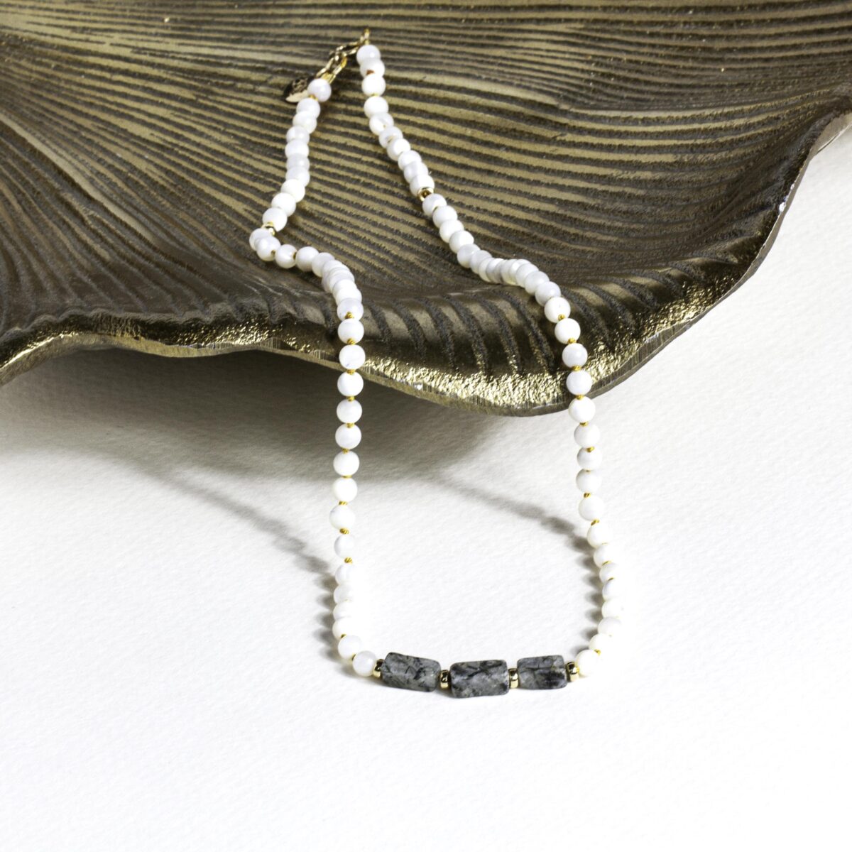 Tourmaline Quartz and Mother Of Pearl Necklace - Image 2