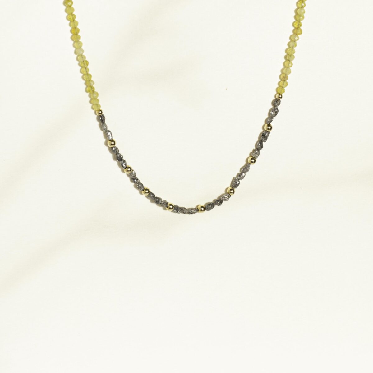 Rough Diamond and Yellow Opal Choker Necklace