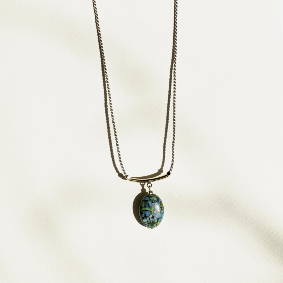 Turquoise on Natural Silk Thread with 14K Gold-filled Accents - Image 3